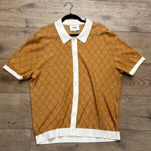 Wax London Men's Tellaro Shirt Tile Knit Mustard XL X-Large $220